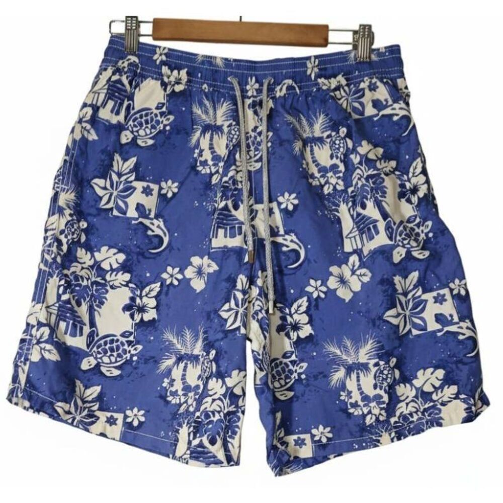 Vilbrequin mens xl swim trunks shorts tropical lizards blue Hawaiian